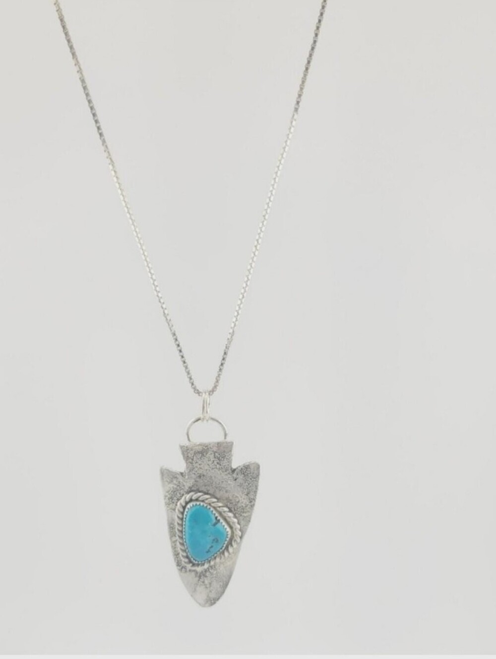 TURQUOISE ARROW SHAPE PENDANT HANDMADE IN STERLING SILVER - Picture 5 of 6